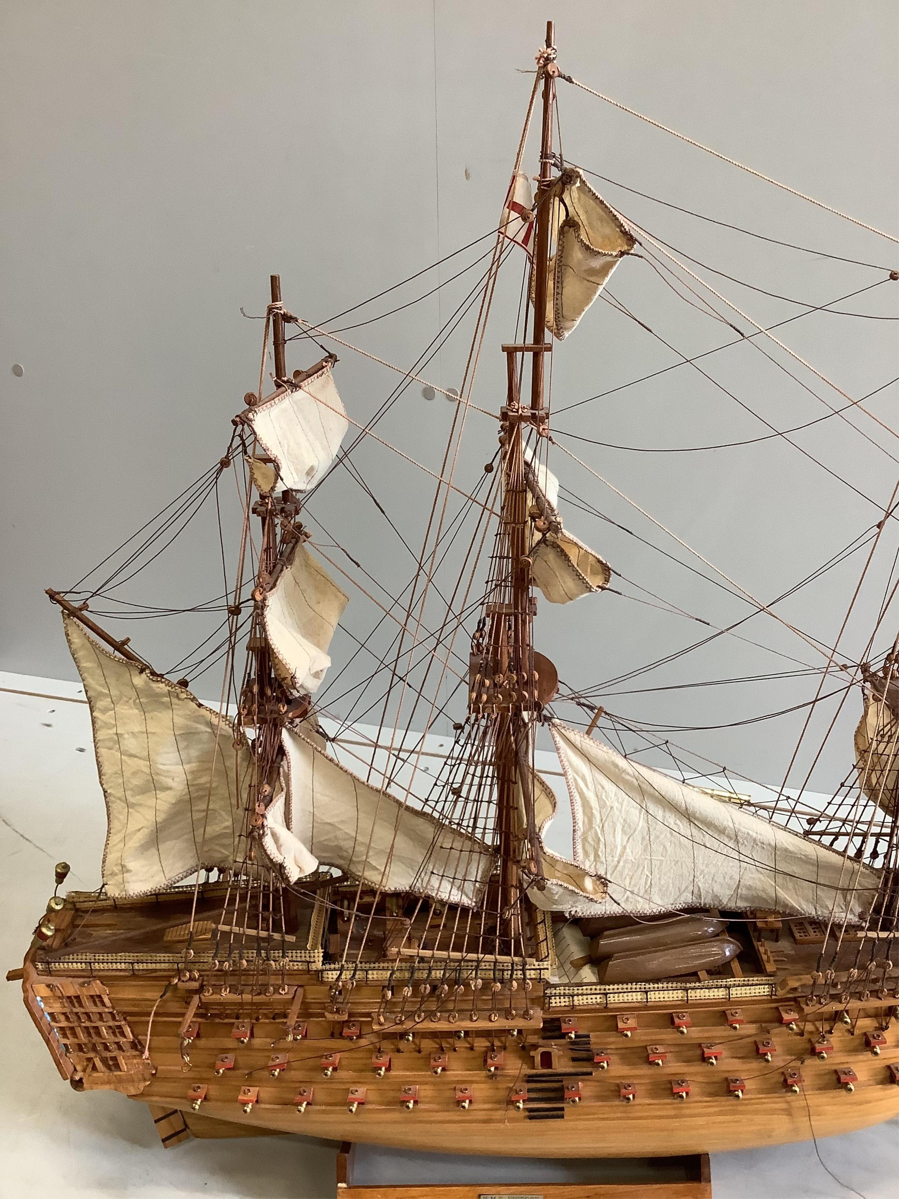 A model of HMS Victory, length 96cm, height 78cm. Condition - fair